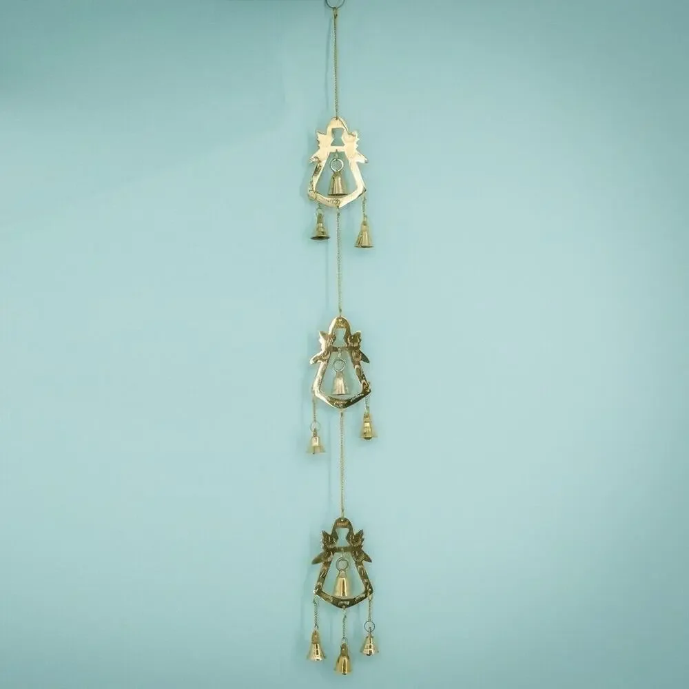 Vintage Brass Angels Chime Hanging Bells Windchimes Chimes Wall Decor Decoration